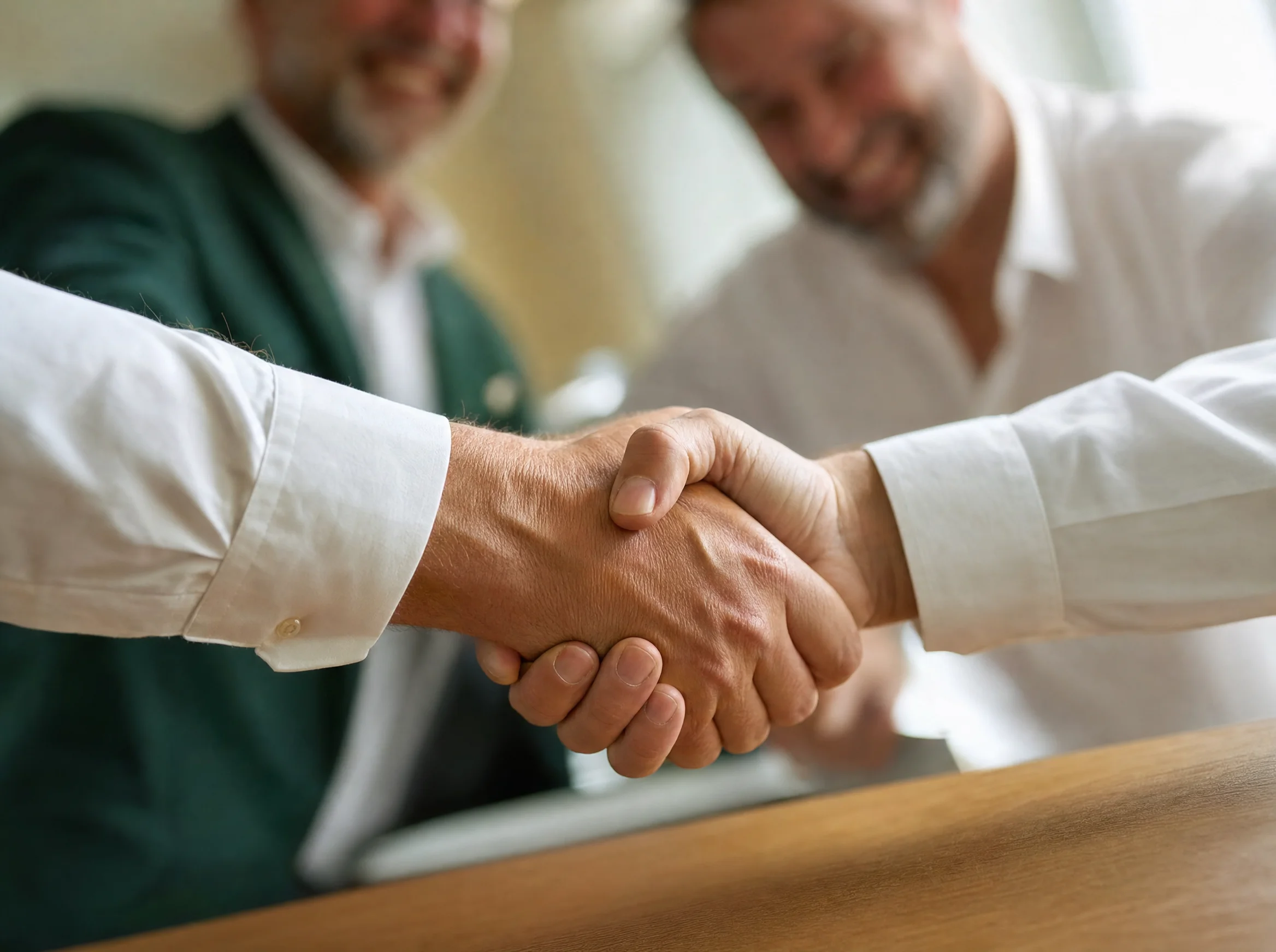 Stretta di mano che sigla il completamento del progetto in azienda